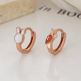925 Silver Rabbit Carrot Asymmetry Hoop Earrings Gift