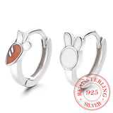 925 Silver Rabbit Carrot Asymmetry Hoop Earrings Gift