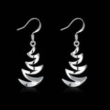 925 Silver Moon Tassel Dangle Earrings Women Wedding Jewelry