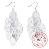 925 Silver Leaf Vintage Tassel Dangle Earrings