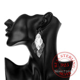 925 Silver Leaf Vintage Tassel Dangle Earrings