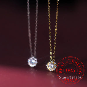 925 Silver Crystal Choker Necklace Pendant 14K Plated Wedding Party Jewelry