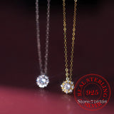 925 Silver Crystal Choker Necklace Pendant 14K Plated Wedding Party Jewelry