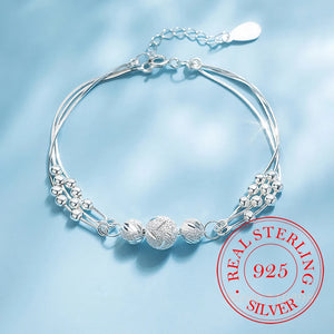 925 Silver Round Beads Charm Bracelet for Women
