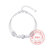 925 Silver Round Beads Charm Bracelet for Women