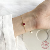 925 Silver Geometric Red Zircon Bracelet for Women
