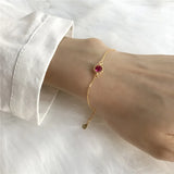 925 Silver Red Zircon Thin Bracelet for Women Jewelry