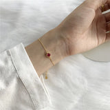 925 Silver Geometric Red Zircon Bracelet for Women