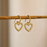 925 Silver Snake Skin Texture Heart Earrings for Women
