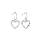 925 Silver Snake Skin Texture Heart Earrings for Women