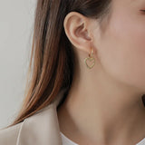 925 Silver Snake Skin Texture Heart Earrings for Women