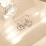 925 Silver Snake Skin Texture Heart Earrings for Women