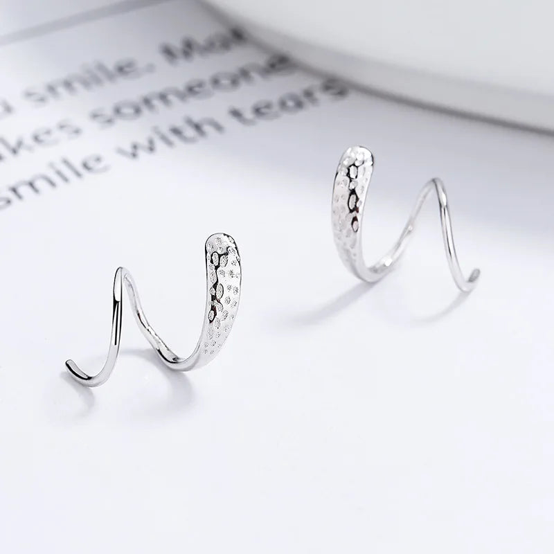 925 Silver Spiral Stud Earrings Spring Lines Wedding Party Jewelry Gift Female