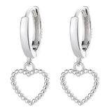 925 Silver Hollow Heart Hoop Earrings for Women Wedding Party