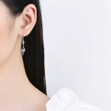 925 Silver Zircon Water Drop Dangle Earrings Wedding Party Jewelry