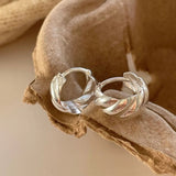 925 Silver Wide Ripple Hoop Earrings for Women