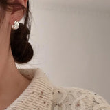 925 Silver Wide Ripple Hoop Earrings for Women