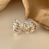 925 Silver Wide Ripple Hoop Earrings for Women