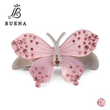 Pink Rhinestone Butterfly Hair Clips