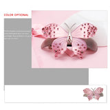 Pink Rhinestone Butterfly Hair Clips