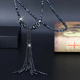 Glass Crystal Sweater Chain Long Tassel Necklace BlingBling Jewelry