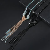 Glass Crystal Sweater Chain Long Tassel Necklace BlingBling Jewelry