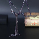 Glass Crystal Sweater Chain Long Tassel Necklace BlingBling Jewelry