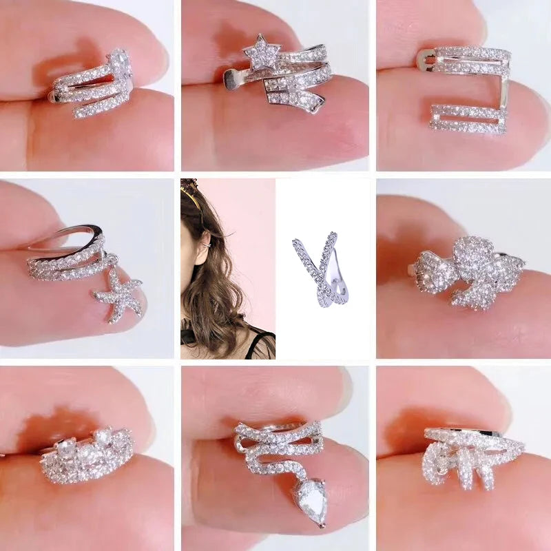 Zirconia Ear Cuffs No Piercing Clip on Earrings for Women