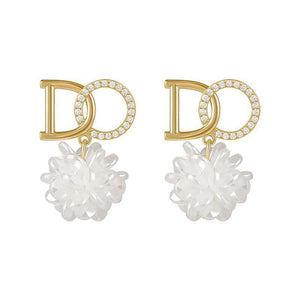 Zircon Camellia Earrings for Women - All-Match Letter Design