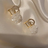 Zircon Camellia Earrings for Women - All-Match Letter Design