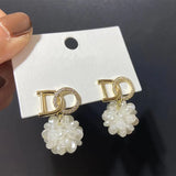 Zircon Camellia Earrings for Women - All-Match Letter Design