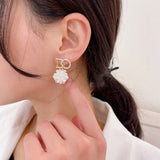 Zircon Camellia Earrings for Women - All-Match Letter Design