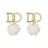 Zircon Camellia Earrings for Women - All-Match Letter Design