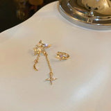 Zircon Star Moon Ear Clip Earrings