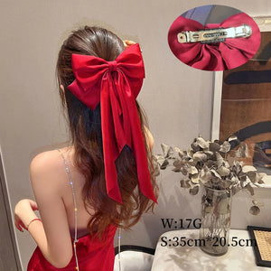 Big Bow Ribbon Hairpin Back Head Spring Clip Bridal Headdress Hair Accessories