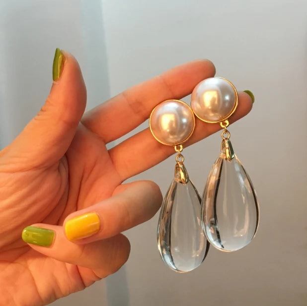 Crystal Pearl Stud Earrings Women