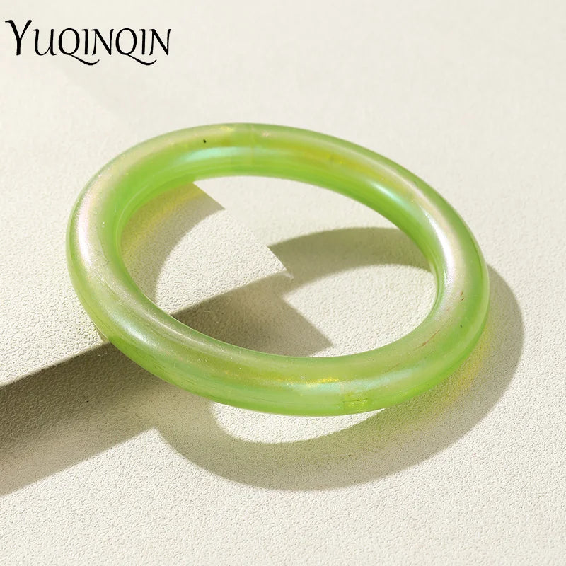 Multicolor Laser Resin Acrylic Round Bangles for Women Punk Bracelet