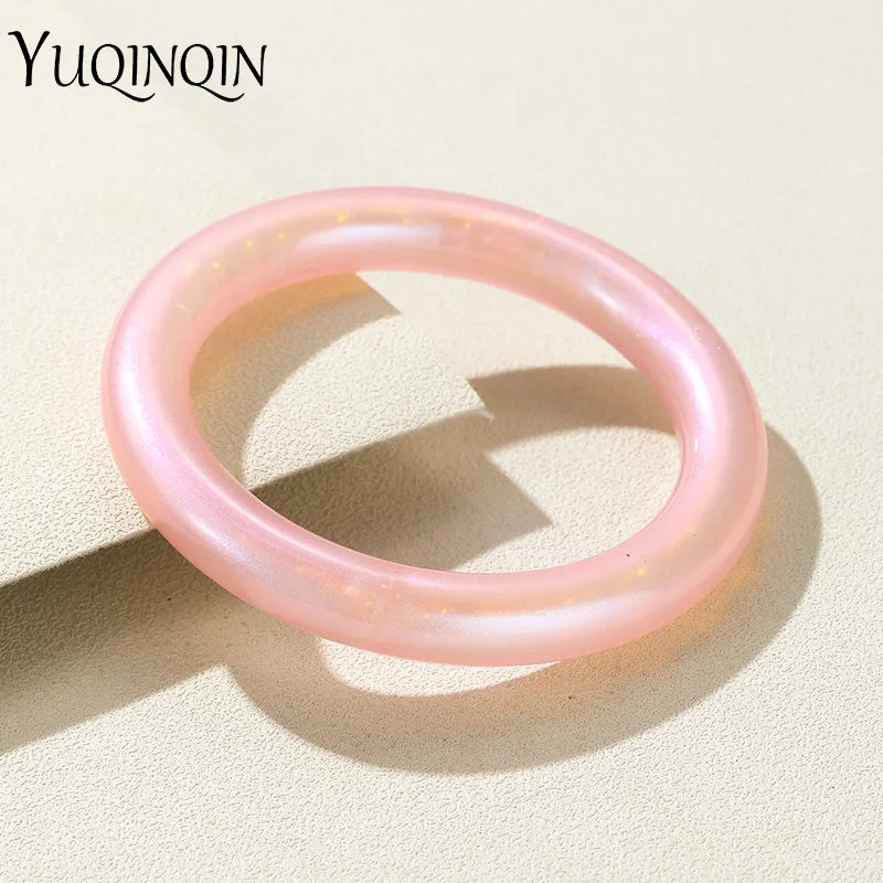 Multicolor Laser Resin Acrylic Round Bangles for Women Punk Bracelet