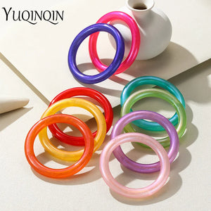 Multicolor Laser Resin Acrylic Round Bangles for Women Punk Bracelet