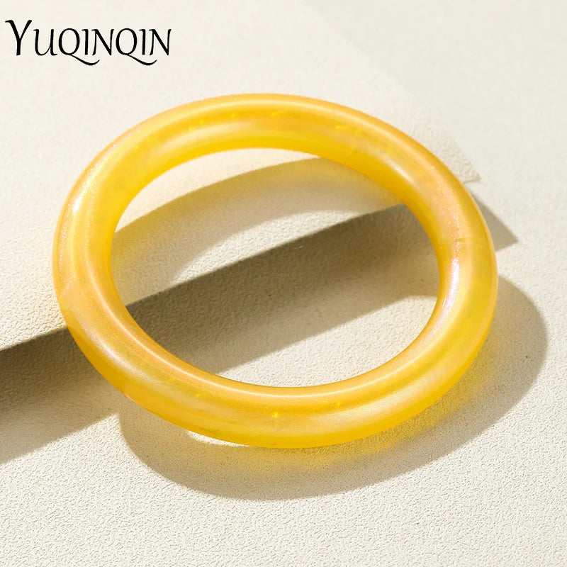 Multicolor Laser Resin Acrylic Round Bangles for Women Punk Bracelet