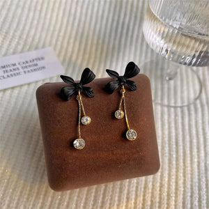 Bow Clip on Earrings Rhinestone Pendant for Women
