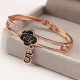 Enamel Camellia Bangle Crystal Letter Bangles Wedding Jewelry