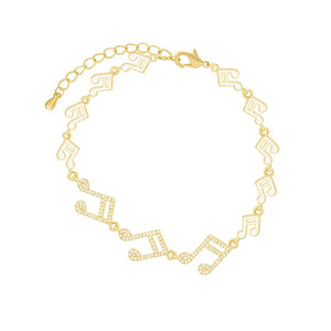 Rhinestone Music Note Charm Bracelet for Women Girls