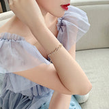 Rhinestone Music Note Charm Bracelet for Women Girls