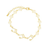 Rhinestone Music Note Charm Bracelet for Women Girls
