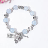 Chalcedony Crystal Bracelet Tibetan Silver Key Bangle