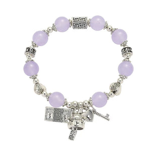 Chalcedony Crystal Bracelet Tibetan Silver Key Bangle