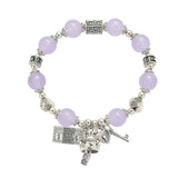 Chalcedony Crystal Bracelet Tibetan Silver Key Bangle