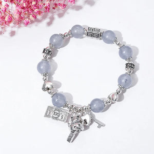 Chalcedony Crystal Bracelet Tibetan Silver Key Bangle