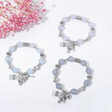 Chalcedony Crystal Bracelet Tibetan Silver Key Bangle